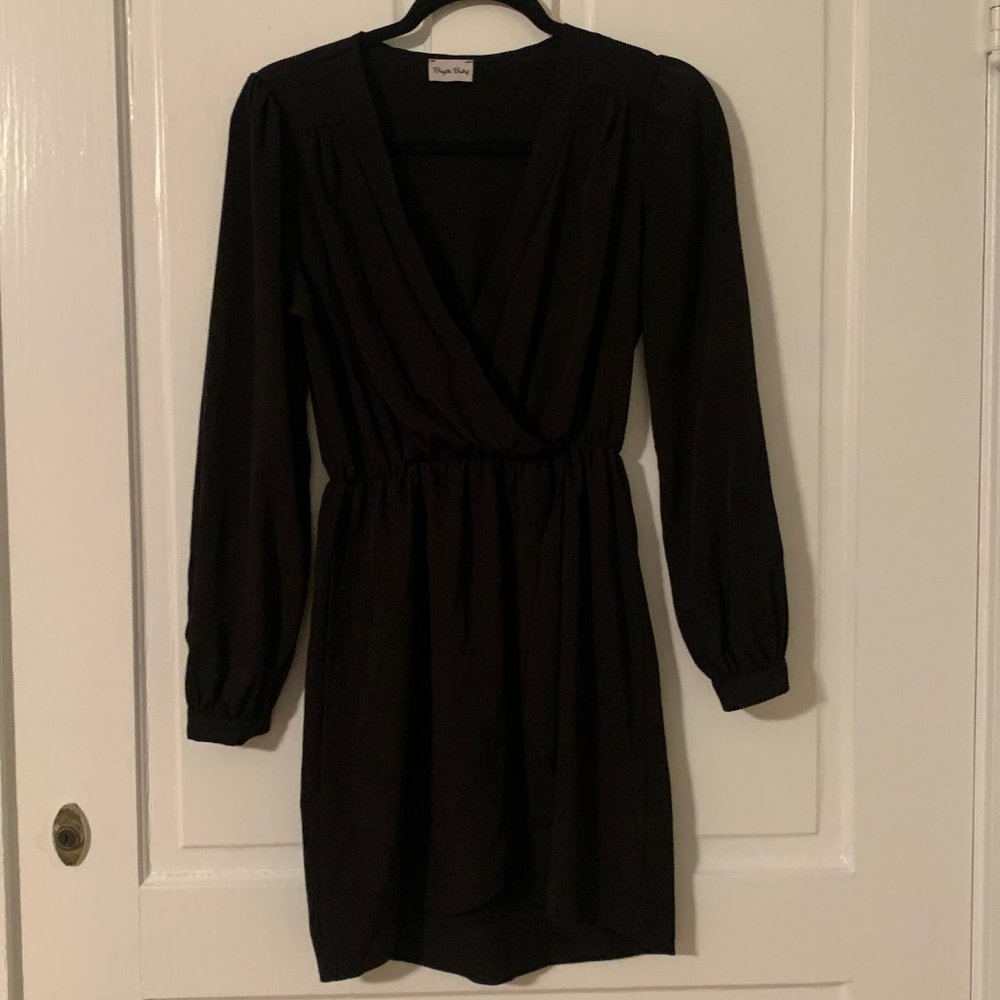 BRIGITTE BAILEY | Women's Black Mini Faux Wrap Dress | Size Medium